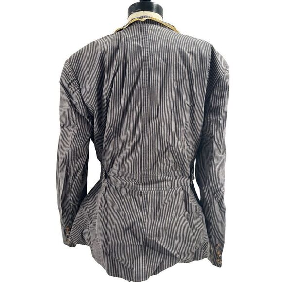 Apostrophe Striped Belted Blazer Jacket Blue Size 18W Plus - Picture 5 of 7